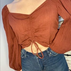 ASOS puff sleeve, cinch crop top